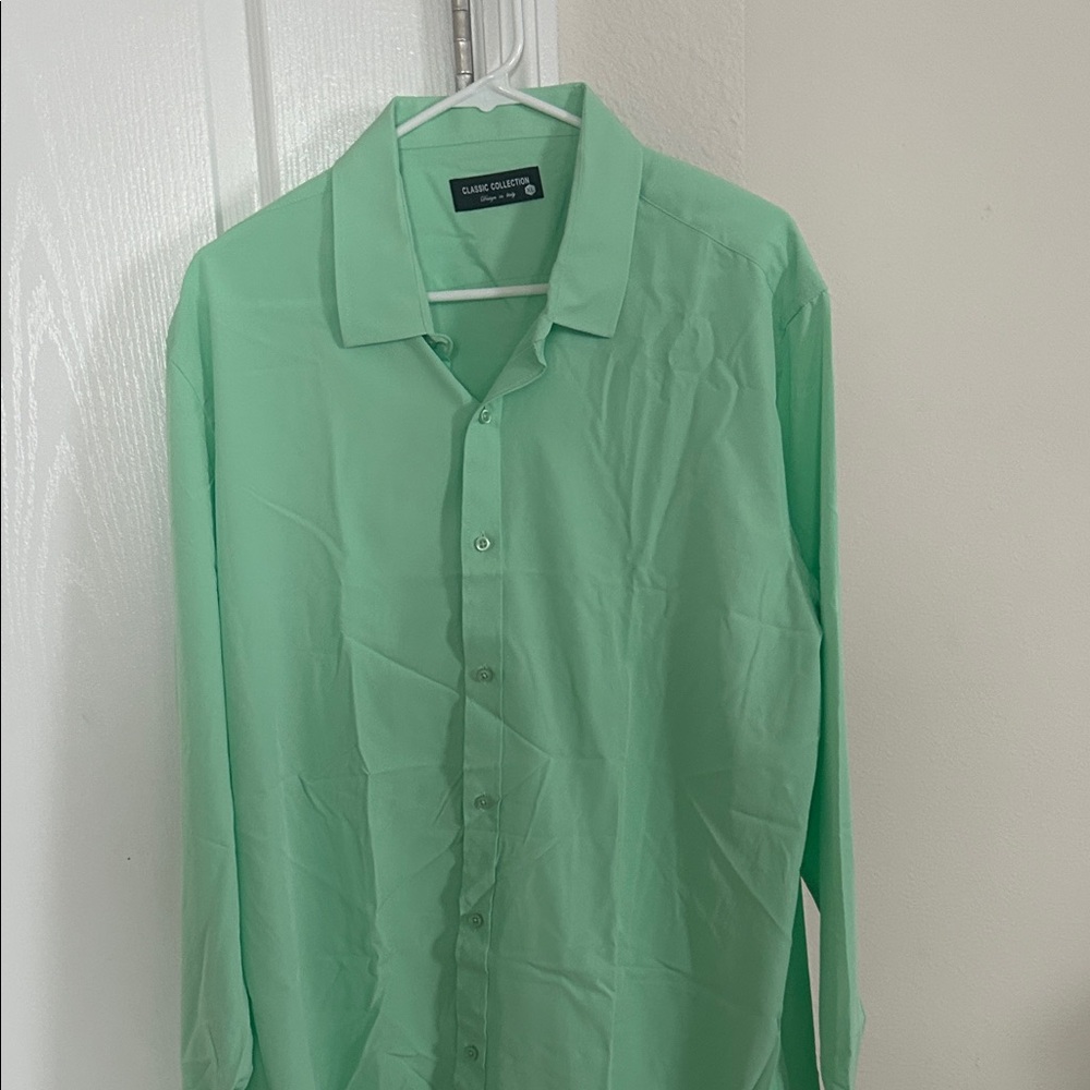 IC COLLECTION Men's Light Green Dress Shirt